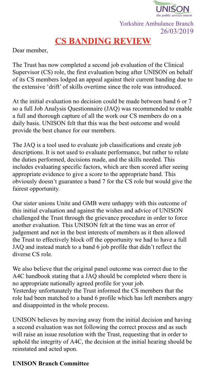 <a href="/UnisonYAB/">UNISON YAB</a> Clinical Supervisor re-banding update