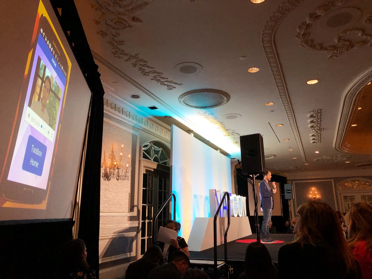 jerrikashley's tweet image. “82% of people with schizophrenia have a mobile phone — 1/3 of which are smart phones.” First TED Talks at #NatCon19 today is about the future of mental healthcare being in your pocket. #bh365