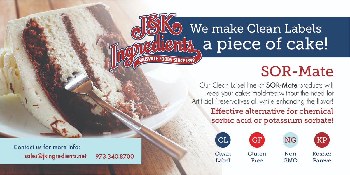 jkingredients's tweet photo. At J&amp;K Ingredients, we make Clean Labels a piece of cake!! Contact us today at https://t.co/8wea7BZy0i to find out more!! 🍰 #cleanlabel #glutenfree #kosherpareve #pieceofcake #fineascanbeproduced https://t.co/nTUsN3fHCA