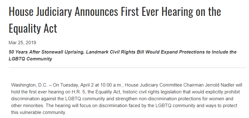 House Judiciary Announcement