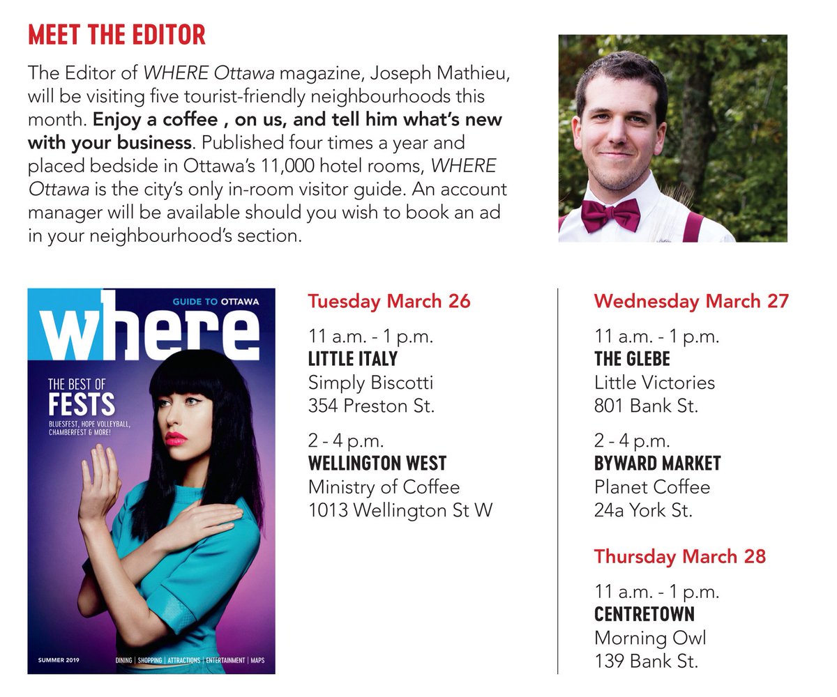 Where Ottawa (@whereottawa) on Twitter photo Hey #Centretown! Don't miss the opportunity to meet the editor of Where Ottawa at @ThimbleCakes on Thursday, March 28, from 11 to 1 p.m.! Come let Joseph know what's new about your business! Please help spread the word <a href="/sparksstreet/">Sparks Street</a> @DowntownBank 😎 Hey #Centretown! Don't miss the opportunity to meet the editor of Where Ottawa at @ThimbleCakes on Thursday, March 28, from 11 to 1 p.m.! Come let Joseph know what's new about your business! Please help spread the word <a href="/sparksstreet/">Sparks Street</a> @DowntownBank 😎