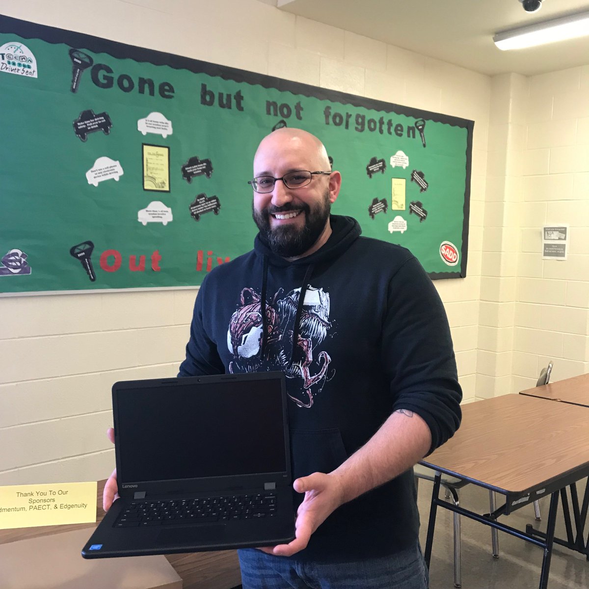 Congratulations, Mr. Fekula, winner of the Chromebook, donated by <a href="/integraONE/">IntegraONE</a> #esasd_sit #sit_2019