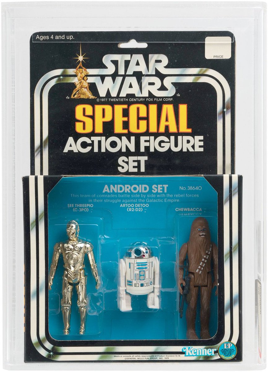 HakesAuctions's tweet photo. @HakesAuctions has now sold all 16 of the @starwars #3Packs, many selling for impressive prices, like this #AndroidSet featuring #C3PO #R2D2 & #Chewbacca that sold for $15,705, well over our high estimate of $10K!
#RussellBrantonCollection #StarWars #AFA #JediNews #StarWarsFans https://t.co/51KiG96S49