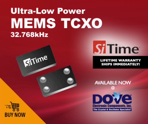 doveelectronic's tweet photo. BUY NOW: https://t.co/8MSoGs6QAF

SiTime’s SiT1552 Series, the world’s smallest MEMS TCXO (1.5 x 0.8 CSP), is a 32.768kHz ultra-low power device.

With frequency stabilities down to ±5PPM, this device is an excellent application option for Smart Meters (AMR), https://t.co/4xW1nZ8Enz