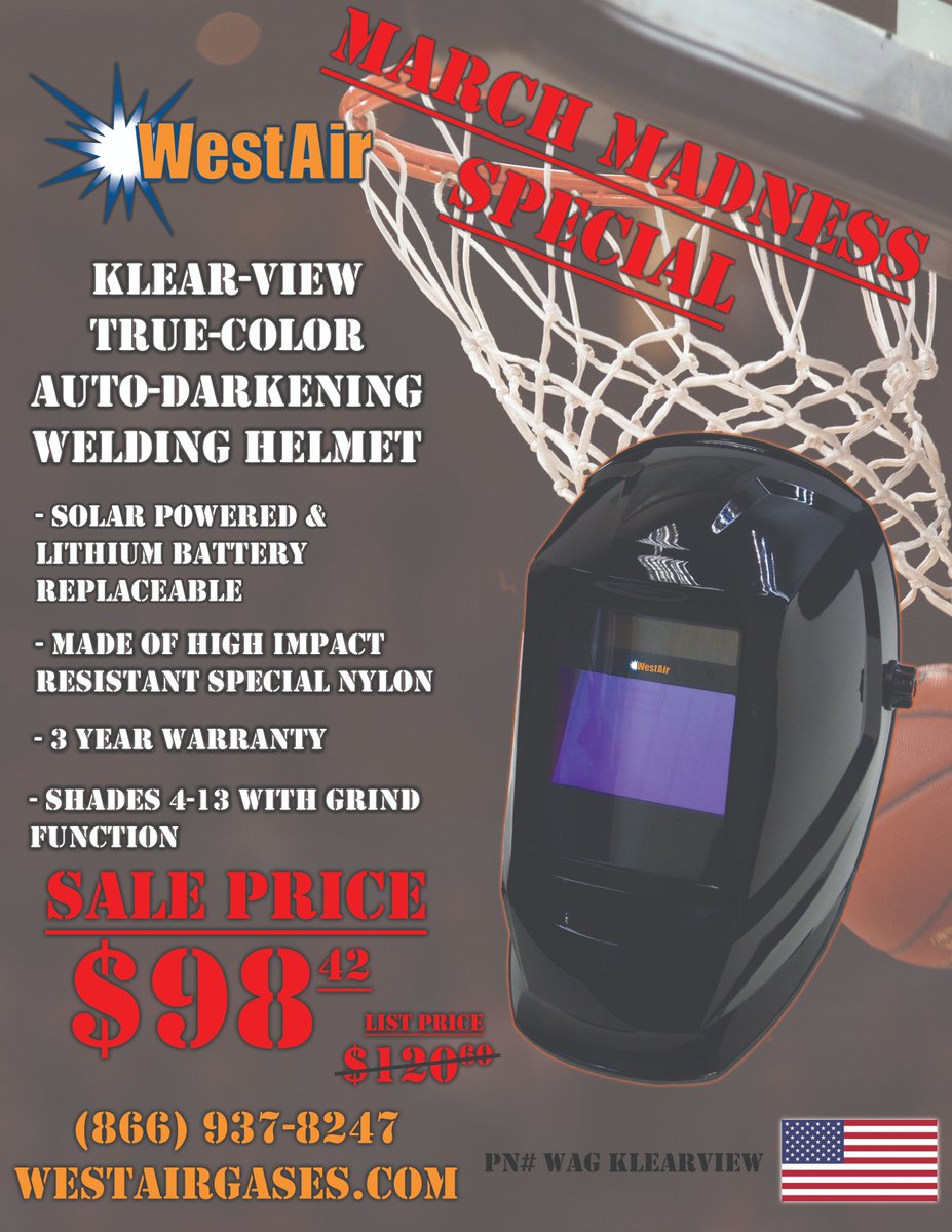 westairgases's tweet photo. We're entering into the final days of our #MarchMadness special! Make a full-court press down to your nearest WestAir location & don't miss out on this great deal! https://t.co/tpvWFZSkmB #ItsAGas #Welding #AutoHood #hood #welder https://t.co/jNSVFwKE9U