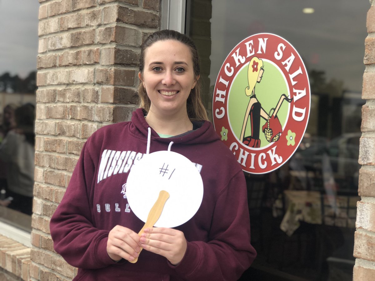 life_SDN's tweet photo. Kimberly Wilson was first in line for the grand opening of Chicken Salad Chick &amp; is the lucky winner of one free chicken salad per week for a year! https://t.co/hs1d3pl9nt
