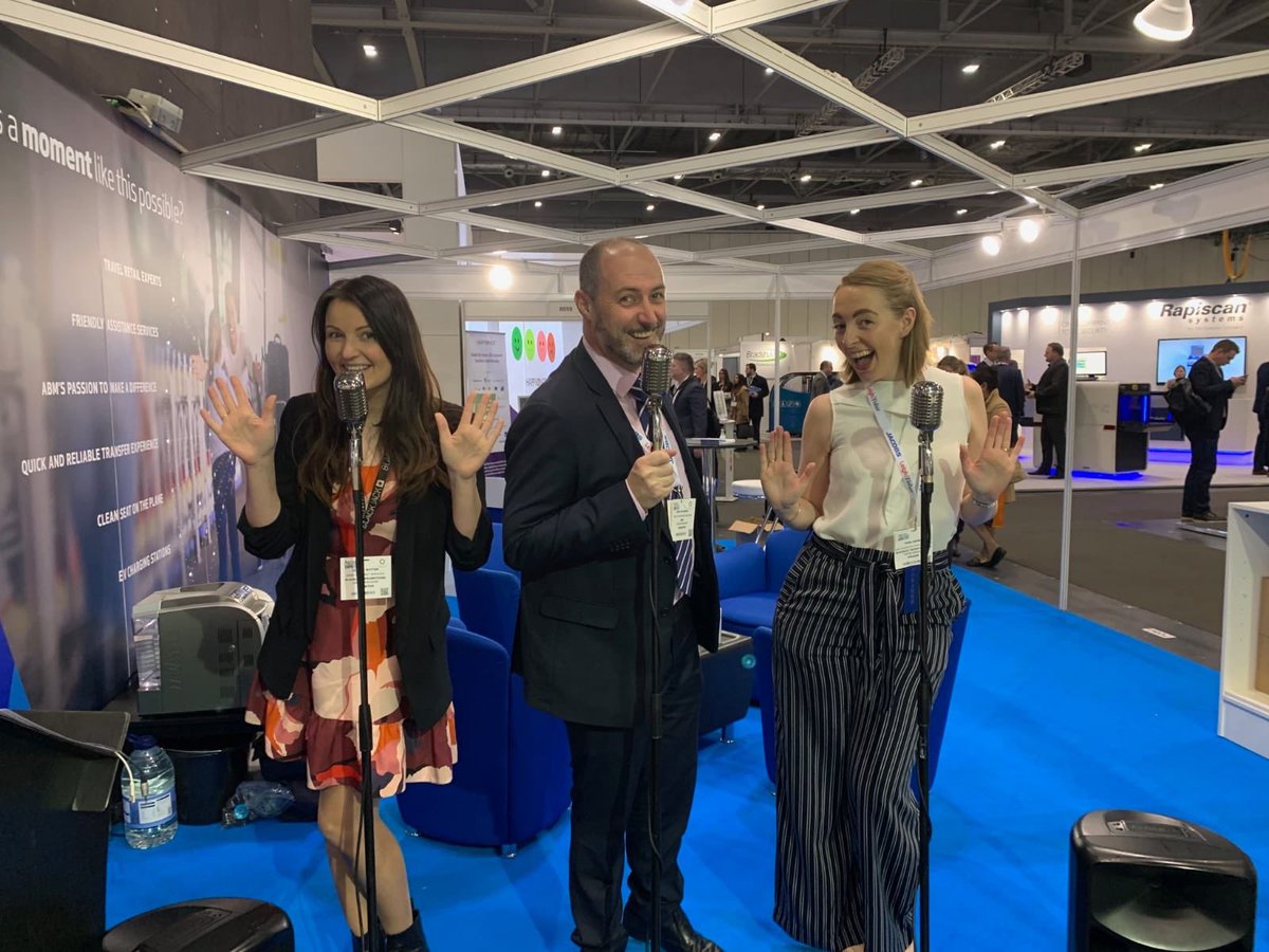 ABM_Experience's tweet photo. What a fantastic first day at @PTExpo in @ExCeLLondon ✈️ #TeamBlackjack &amp; @OmniServLtd taking a quick break from stand #7050 to strike a pose for the camera🕺🏼#PTELondon #Events @fiona_rayner @I_am_leanne https://t.co/Yj2tH7hwL2
