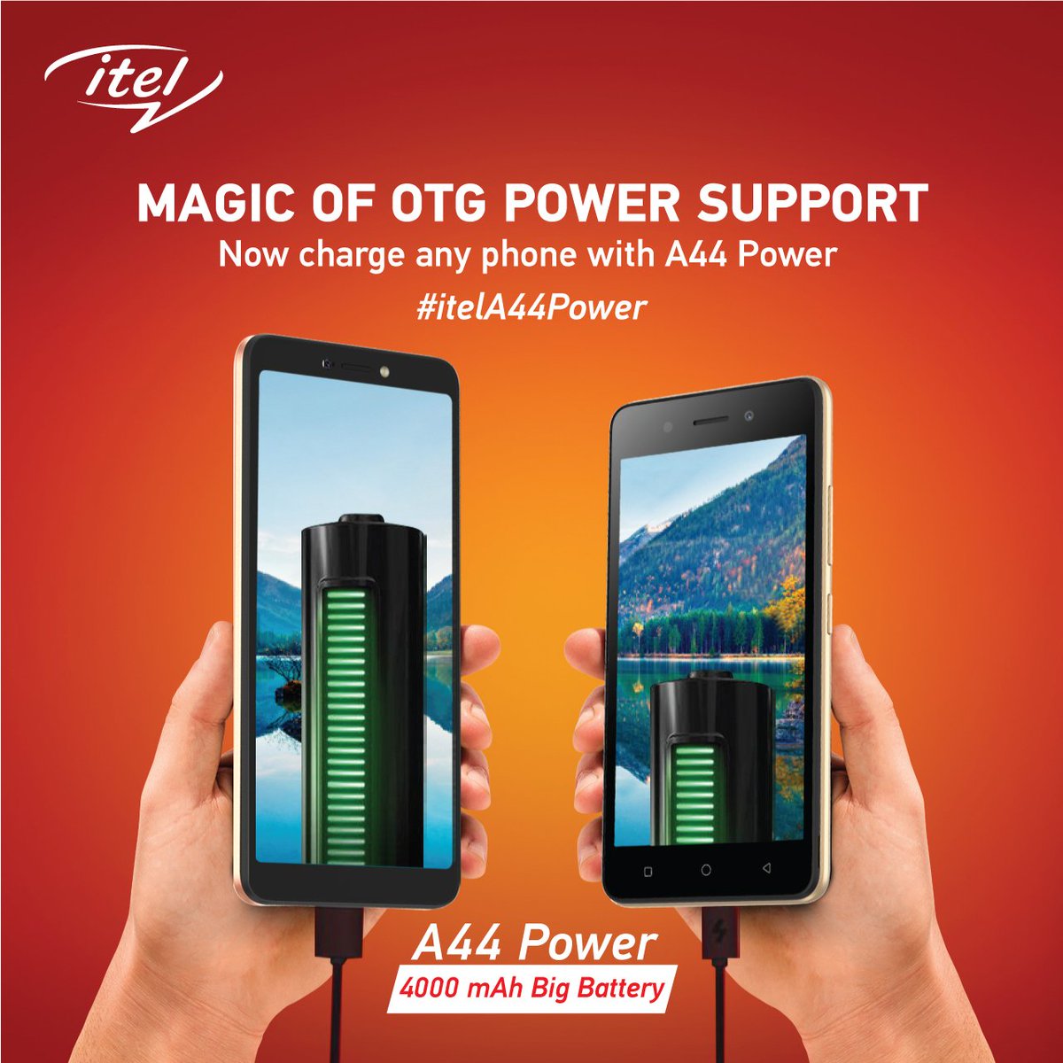 itel_india's tweet photo. OTG Power Bank Support ka Jaadu, now you can charge any phone with Powerful itel A44 Power. Tag that friend whose smartphone always runs out of battery!
To know more, click: https://t.co/O5cIb8oZnn
#itelKaJaadu #itelA44Power #BigBattery #PowerBank #mAhBattery #4000mAhbattery https://t.co/3nKGREWyDi