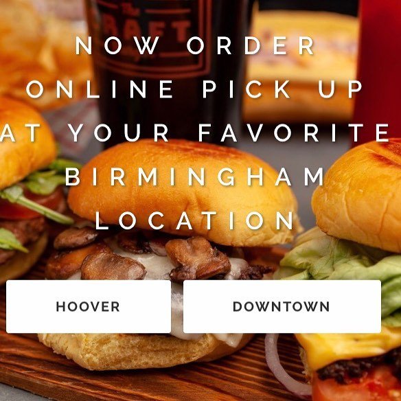 thecraftburger's tweet photo. Our downtown location is up and running with online ordering! Hoover will get a green light on thursday... @thecraftburger #burgers #bhamnow #inbham #food https://t.co/lcP0HPQ61d https://t.co/Q4BqeOZuK4