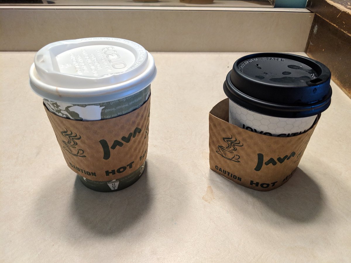 BenJetson's tweet photo. @ClemsonDining What's up with these tiny coffee cups??!! The Java Jacket doesn't even fit these and they certainly don't hold enough coffee to keep you awake in class. Bring the old ones back! https://t.co/ACuwux4Mou