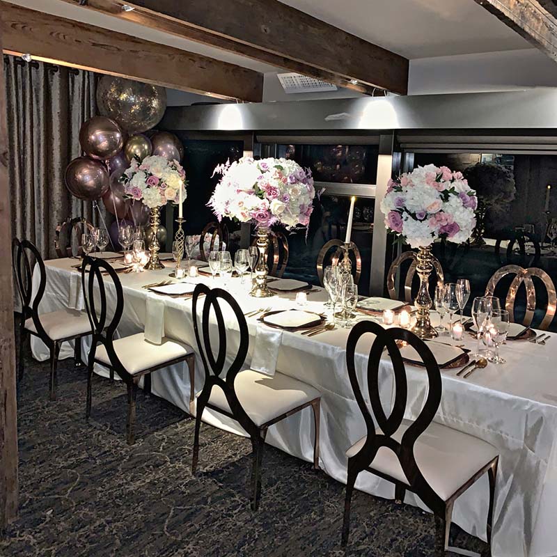 MTBEventRentals's tweet photo. Lovely surprise #birthday dinner! Featuring our Infinity Chairs, dinnerware, glassware, and charger plates. 

Event Planning &amp; Design: @theksimonegroupevents
Floral: @lvflorals 
Rentals: @mtb_event_rentals 
Balloons: @belleame_balloons 
Venue: @MastrosOfficial https://t.co/NKFSRLtRRz