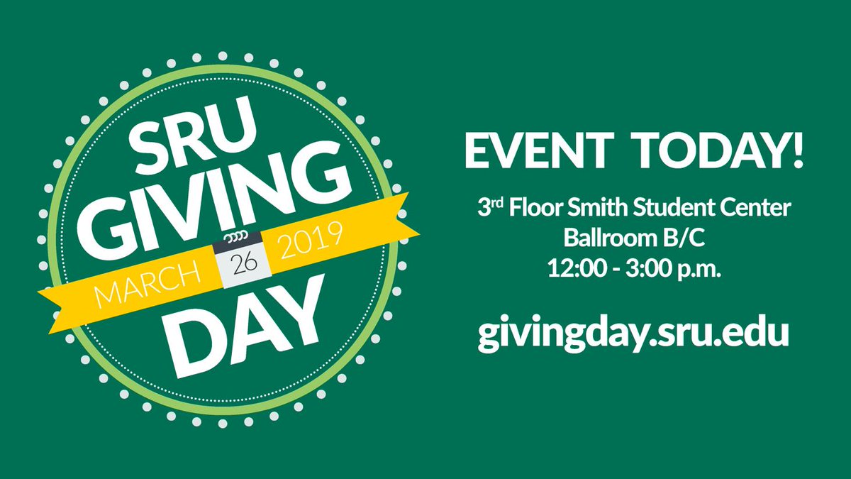 SRUAdvancement's tweet photo. HAPPENING NOW: Student groups participating in #SRUGivingDay. Food is available for you in the RMS Ballroom B/C. Gather with your group and brainstorm how you can make the most of Giving Day 2019! https://t.co/AzQNhoVPRR