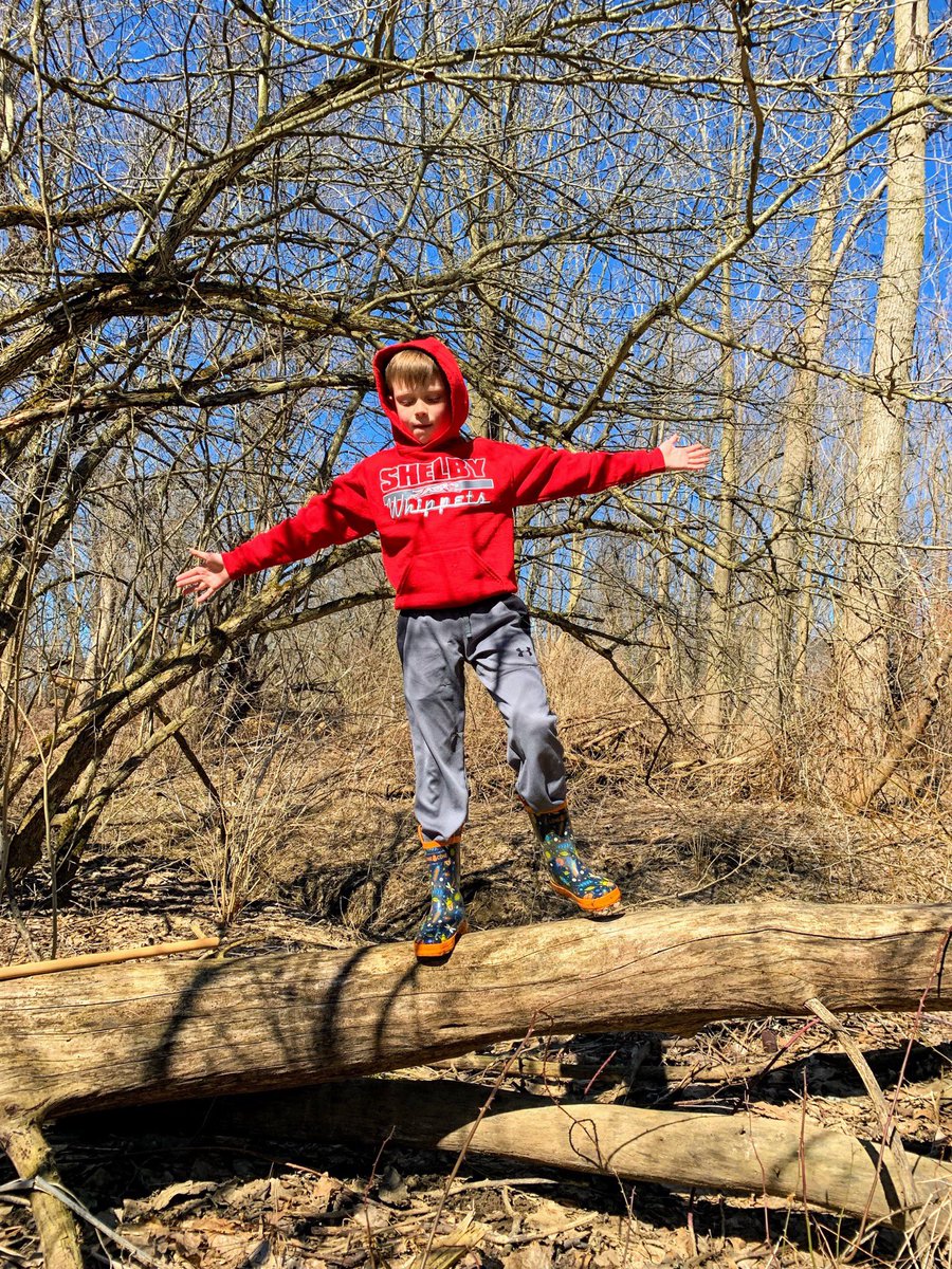 NicholeStudd's tweet photo. “It’s the perfect log for yoga! Take my picture?” He stops &amp; asked, “How many moms play on logs and run in the mud with their kids?”
He is grateful.
He knows he is loved. 
I thank him for playing with me. 
#yoga #playwithyourkids #parentingwin   #slowdown #gratitude #stayhuman https://t.co/J6QqnP7K0Y
