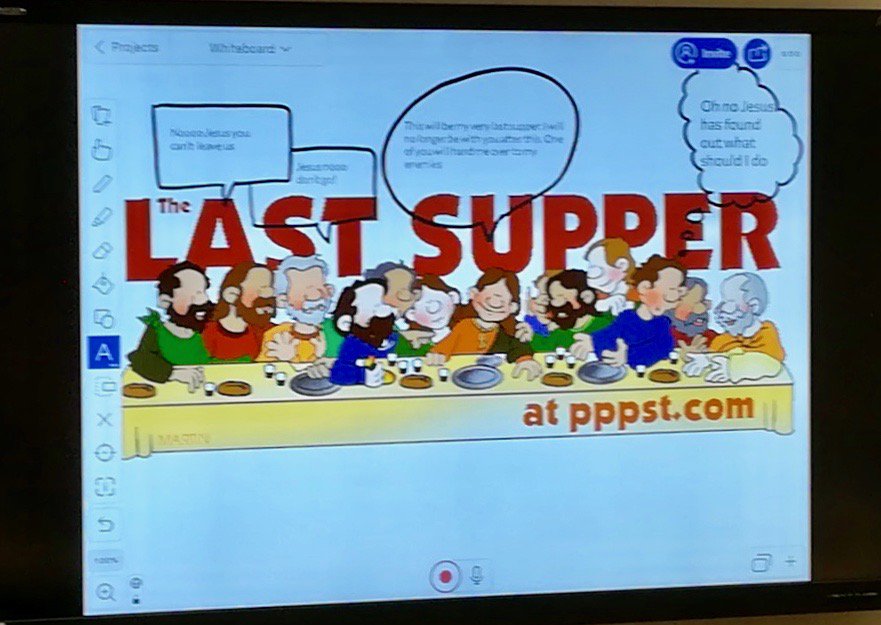 Tormead_RS's tweet photo. Y7 use the "Explain Everything" app and the application of their knowledge of the social and political climate in 1st century Palestine, to explore the different possible thoughts and motivations behind the words and deeds encountered at the Last Supper. #HPLedu https://t.co/I6IfgKnwkF