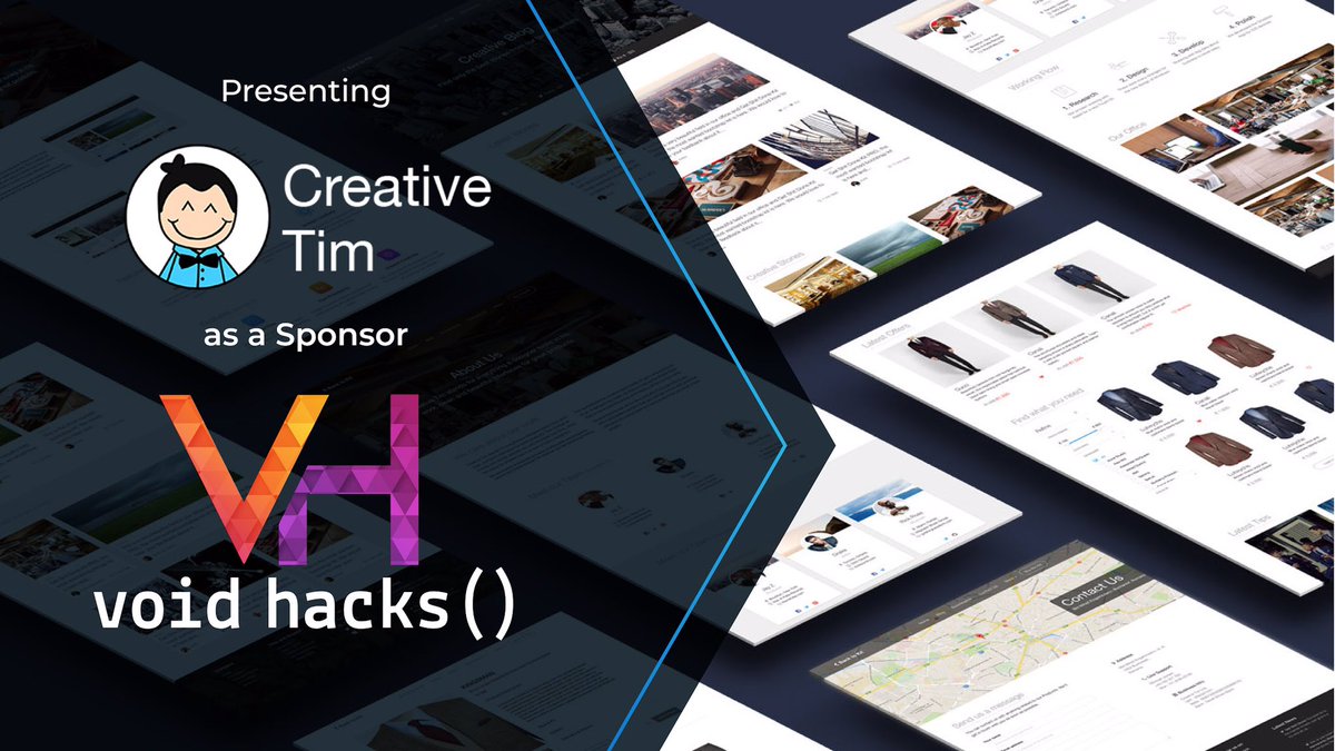 voidhacks20's tweet photo. Hey all,
We are glad to announce that CREATIVE TIM is our official sponsor! 
Creative Tim is a startup, specialized in building high quality UI Kits and Dashboards for Bootstrap.
Creative Tim will be providing free access of its services to all the attendees in the hackathon! https://t.co/PjfPsbf4aC
