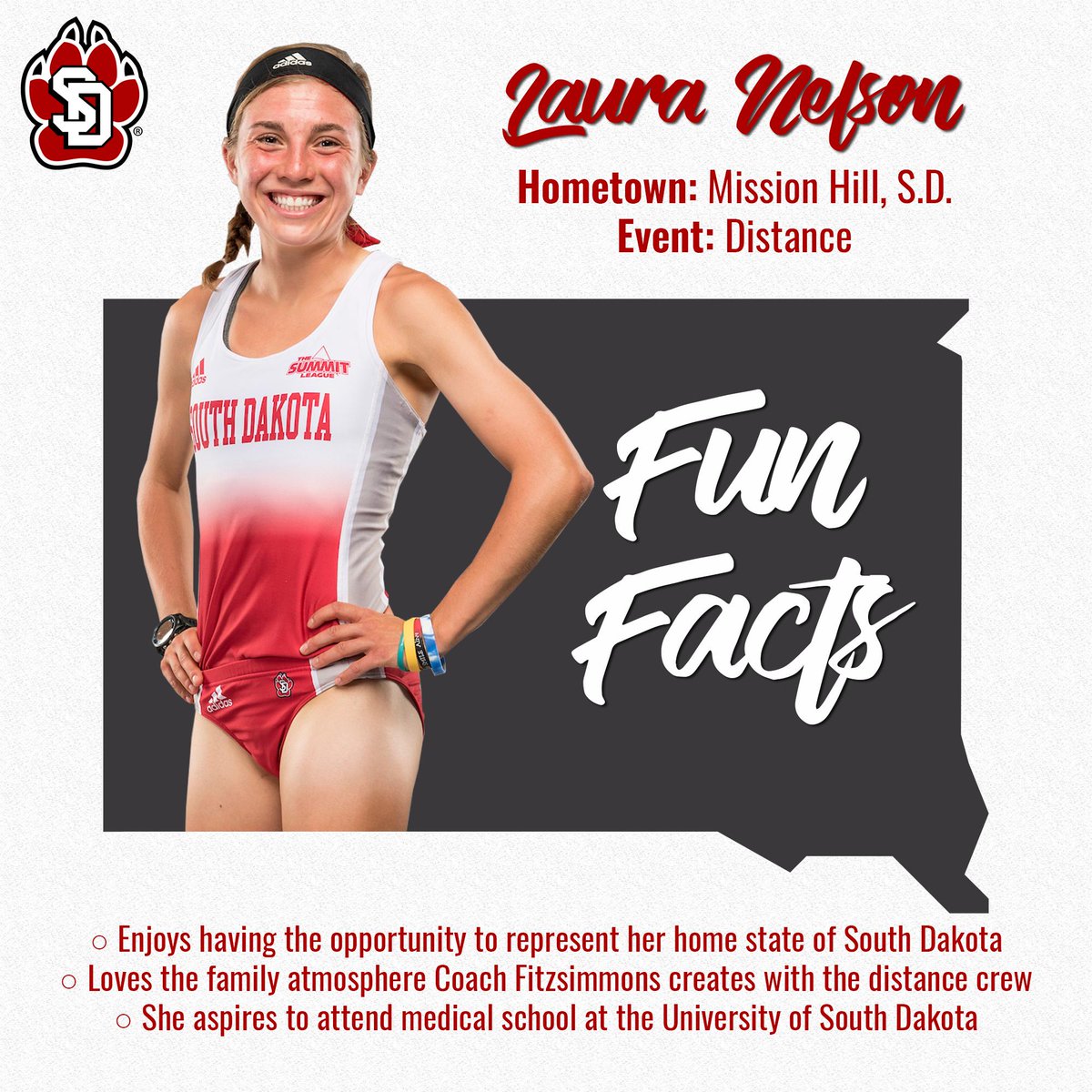 SDCoyotesXCTF's tweet photo. Our #YoteoftheWeek is sophomore Laura Nelson! Learn more about this South Dakota native. 🐾

#GoYotes #WeAreSouthDakota https://t.co/4pFnda5M1R