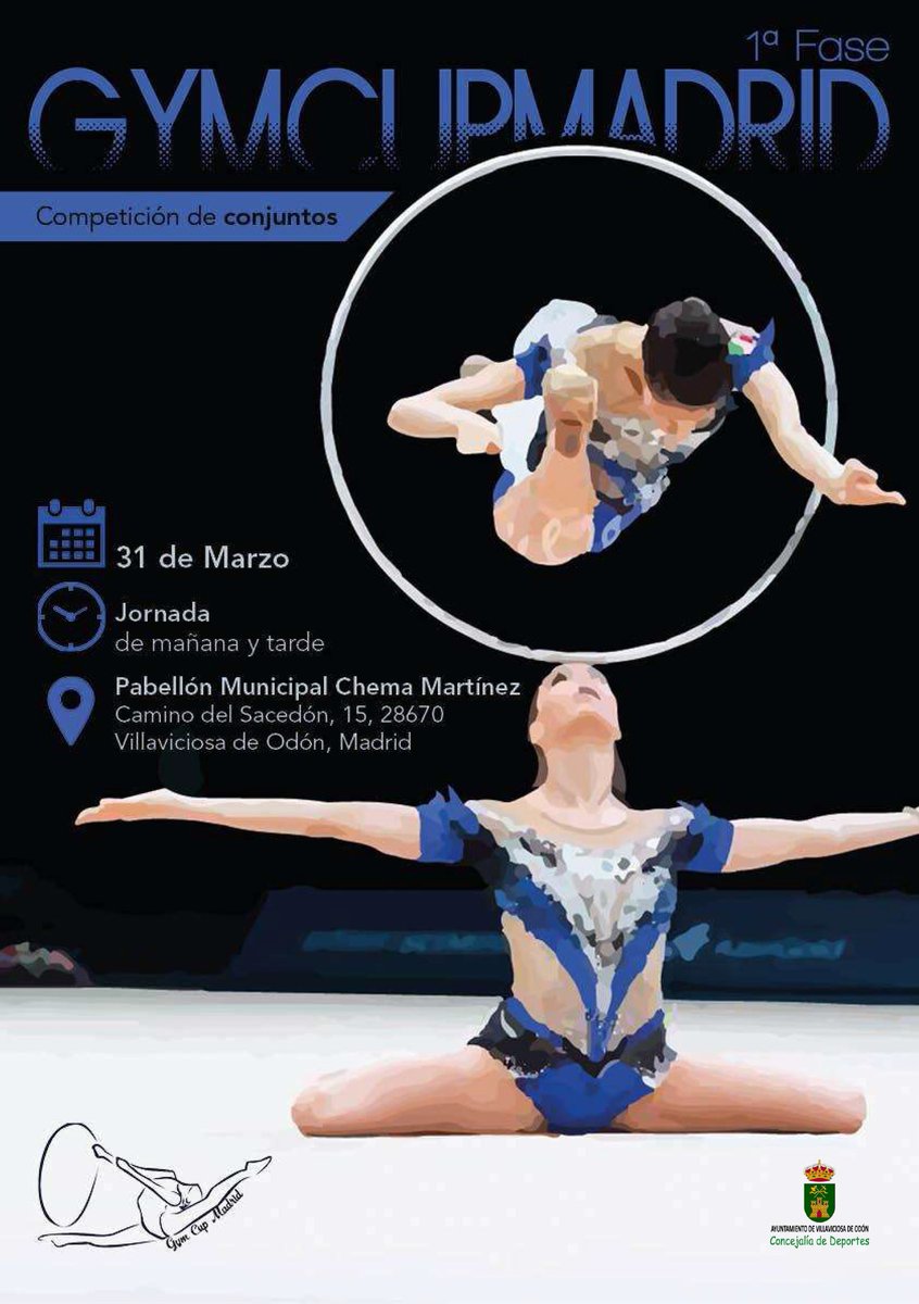 GYMCUP MADRID 2019
1ª fase competición de conjuntos
Domingo 31 de marzo
Jornada de mañana y tarde
Polideportivo Municipal "Chema Martínez"
<a href="/gymcupmadrid/">gymcupmadrid</a> <a href="/DeportesVilla/">Concejalía de Deportes Villaviciosa de Odón</a> #VillaviciosaDeOdon