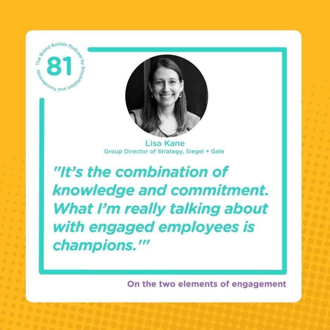 SiegelGale's tweet photo. 🎧 Listen for the #companyculture tips. 

@LisaMKane03 outlines the best ways to improve employee engagement via @snacknation's #BrandBuilder podcast ➡️ https://t.co/p8bUIZqdsv https://t.co/f1y6tASovO