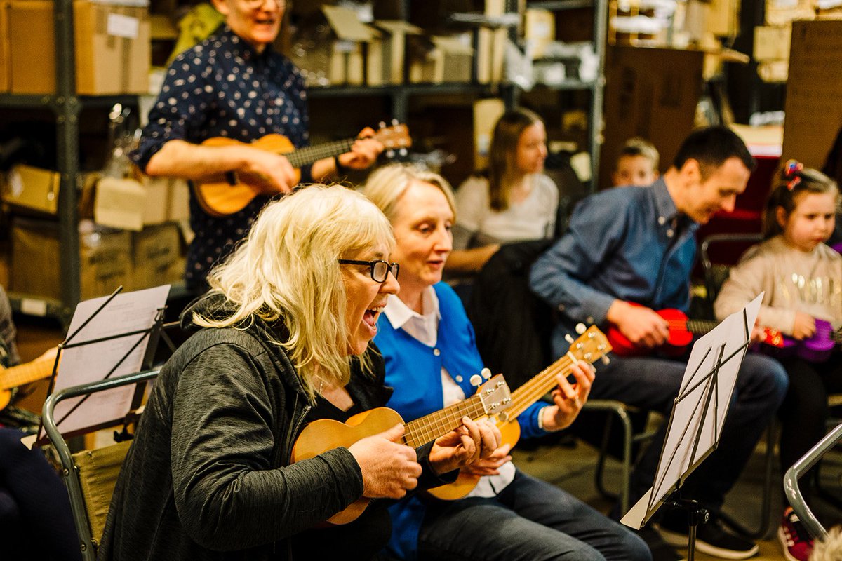 ForsythMusic's tweet photo. Lovely photographs by @rachelburtphoto of our group #ukulele #lesson on Sunday! Huge thanks to Lou Armer @bossarocker of @louandthellamas & Mike Byrne @diskono23 of @LevyUkeUp for getting 30 new uke-ists sounding so brilliant in only an hour! #LearntoPlayDay #LTPD2019 #uke https://t.co/oNlFfNC9Fq