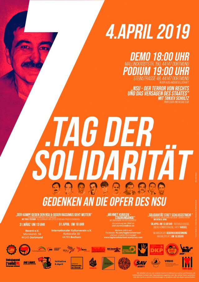 antifaunion's tweet photo. #keinschlussstrich: Am 4.4. auf die Strasse, Mehmet Kubaşık und den weiteren Opfer des #NSU gedenken. 
Keine Ruhe für Verfassungsschutz, Polizei und Nazis! https://t.co/c10bFv4oKs
#nonazisdo #dortmund #nachrichtausdemexil https://t.co/oBIOXIF1P4