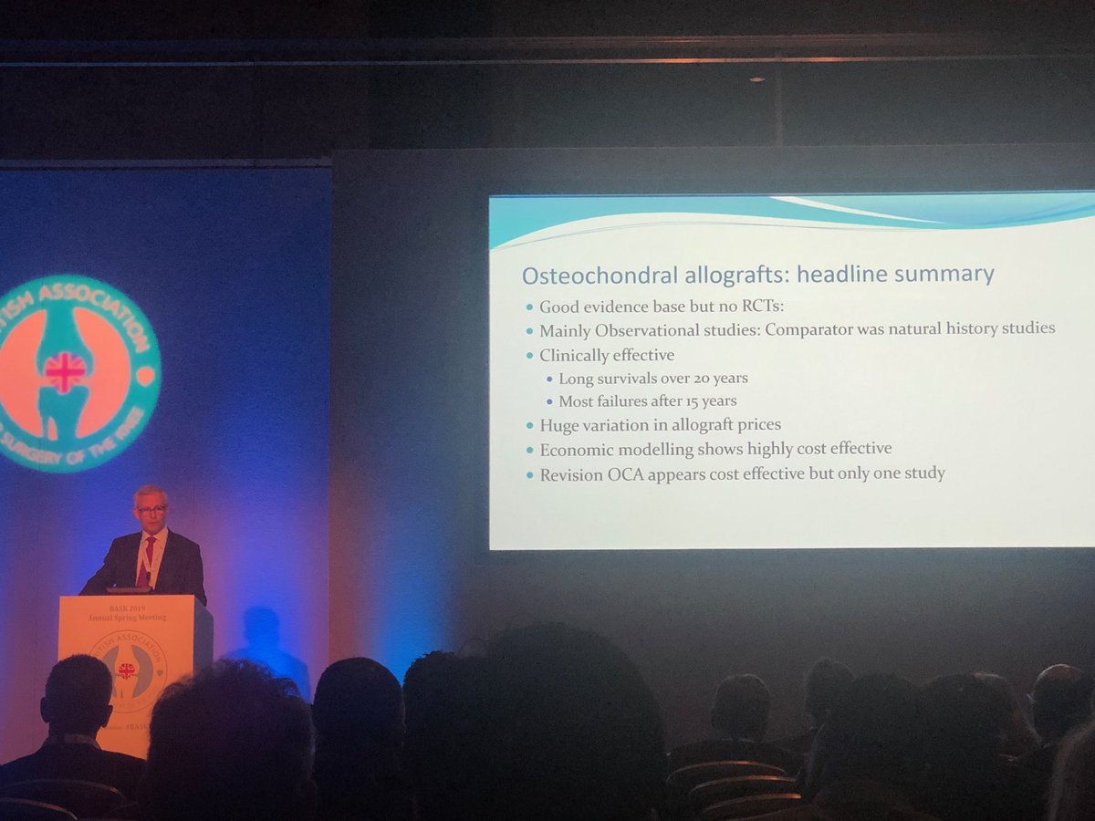 nickhowellsknee's tweet photo. Interesting work on cost effectiveness of meniscal and osteochondral allograft surgery in the knee presented by Tim Spalding at BASK in Brighton.  #BASK2019 #BASKAC. https://t.co/Q2Gxr37qJ7