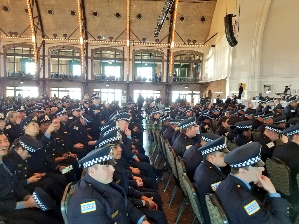 Chicago_Police's tweet photo. Ceremonies are underway at @NavyPier to celebrate the graduation of 297 new @Chicago_Police Officers from the @CPDETD.
Congratulations and welcome them to our Police family!
#CPDMediaCar https://t.co/PEZTYz5bB3