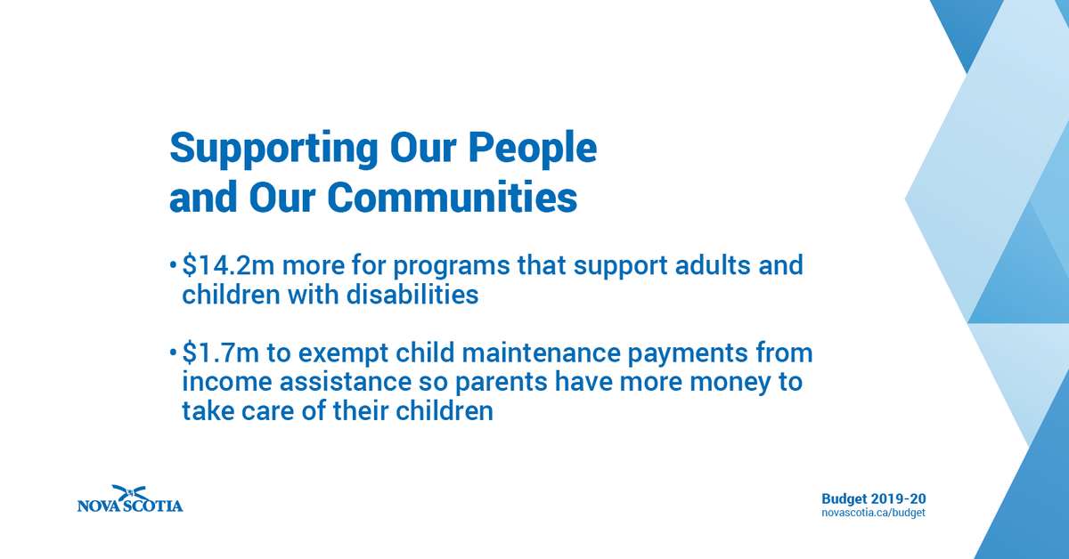 NSFinance's tweet photo. Government is working with communities so Nova Scotians feel safe and connected to the people, places, and opportunities around them. Addressing poverty is a key focus area. #NSBudget19 https://t.co/wFkY6Ufdwc