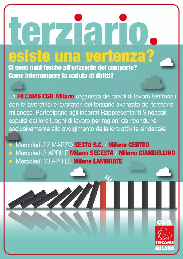 #Terziario: esiste una vertenza?
Ci sono nubi fosche all’orizzonte del comparto? Come interrompere la caduta di diritti? Filcams Milano organizza dei tavoli di lavoro territoriali con i lavoratori del terziario avanzato del territorio milanese. m.facebook.com/story.php?stor…
