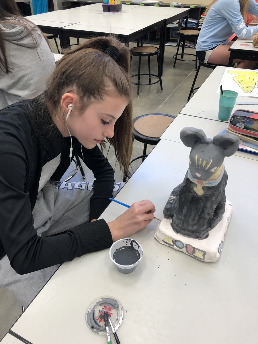Mrsfulte's tweet photo. Charli Schmidt made this incredible sculpture in Art B!  We can’t wait to see how it looks after it is glaze fired!  #4columbiaeagles #cmsart https://t.co/T7SwKPufve