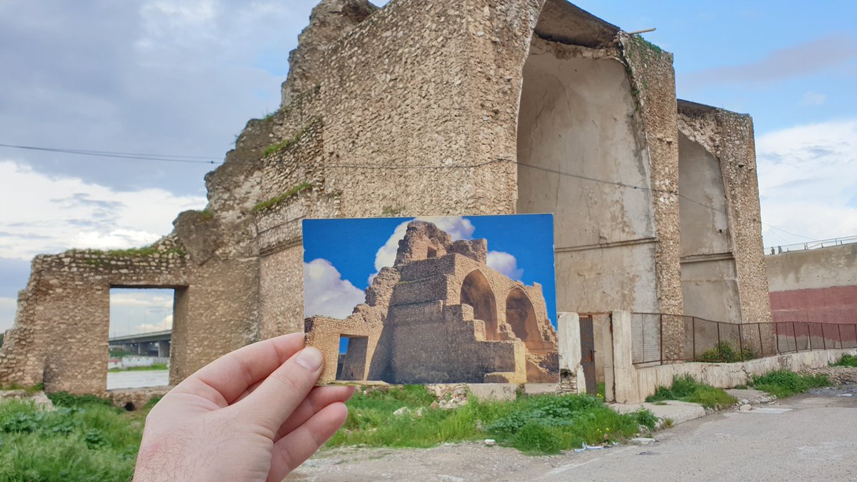 akramagha20's tweet photo. A post card belongs to 1980's and a photo of recent status of Qara Saray (black palace) built in 1200.
#MOSUL #IRAQ @MosulEye https://t.co/5hZU1Kj27l