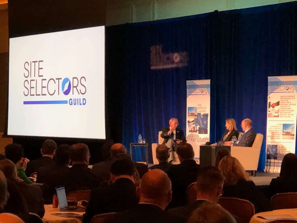 The room is quiet listening to Holly Sullivan, the head of @Amazon’s worldwide economic development, and Stephen Moret, president and CEO of the <a href="/VEDPVirginia/">Virginia Economic Development Partnership (VEDP)</a>. #SSGSLC