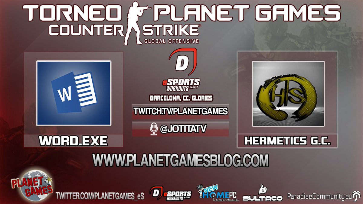 PlanetGames_eS's tweet photo. ‼️OTRO PARTIDAZO‼️
🏆#CSGOBarcelona
🗓 Hoy a las 22:30h
📺 https://t.co/TgOWLGMLUD
🎙@JotitaTv y @D13Caceres
🗺 Overpass-Inferno-Cache
🛎 @Eevooli
#Wordexe 🖇 🆚 🕹 @corp_club
Los defensores de la ofimática se enfrentan al equipo #rookie de @csgo_dev, próximo centro gaming https://t.co/GhM5oV7o78
