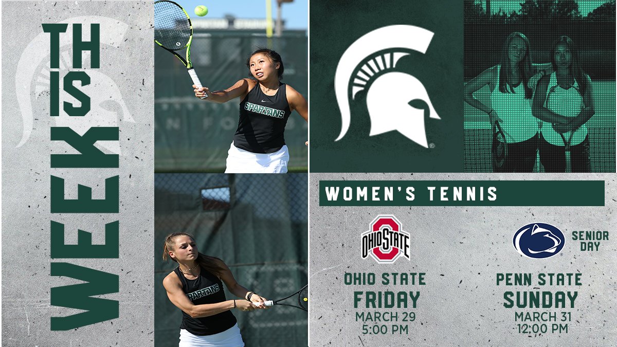 MSU_WTennis's tweet photo. Our final two home matches of the season are on the ⏰... Help us honor our two amazing seniors on Sunday for Senior Day at 12 p.m.!

#GoGreen 🎾 https://t.co/nIsGCtbKLr