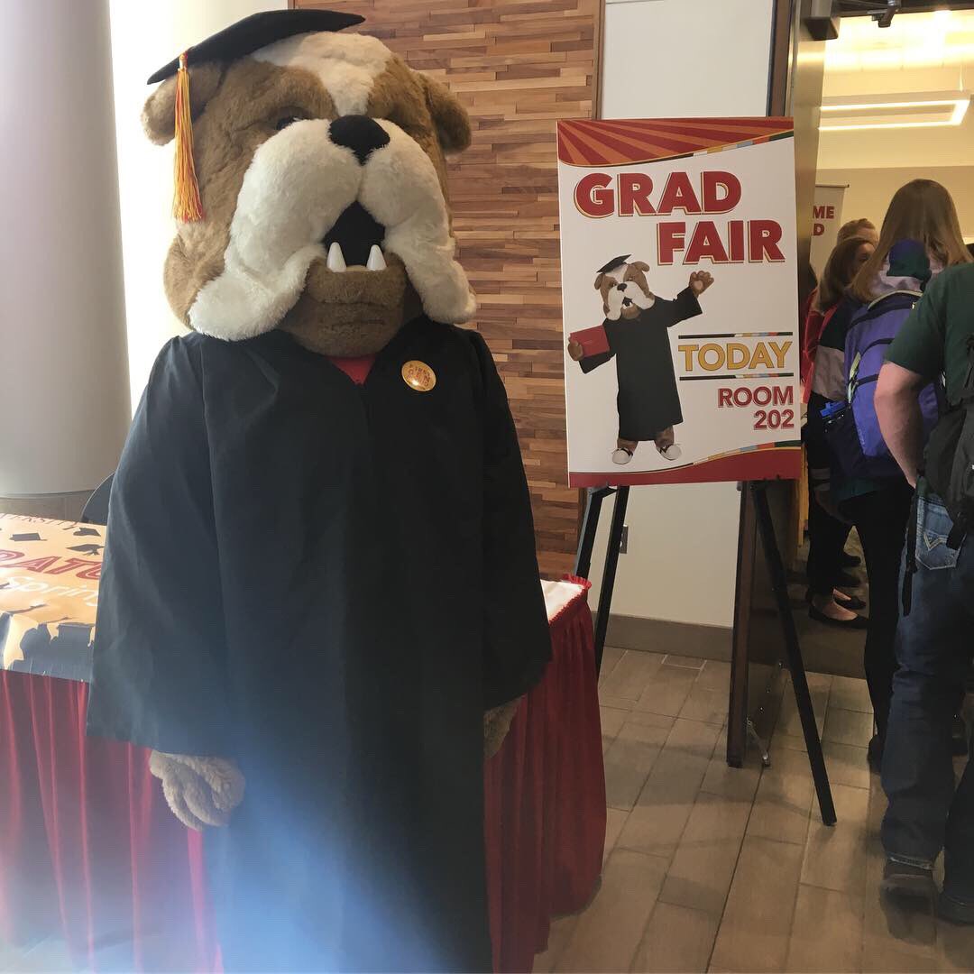 FerrisCLACS's tweet photo. Any Bulldogs graduating this May: don’t forget to stop by the grad fair today in UC 202. 🎓🎓🎓You can pci Kip your cap and gown, print off your tickets, and be entered to win a door prize! https://t.co/BR5kowzuXI