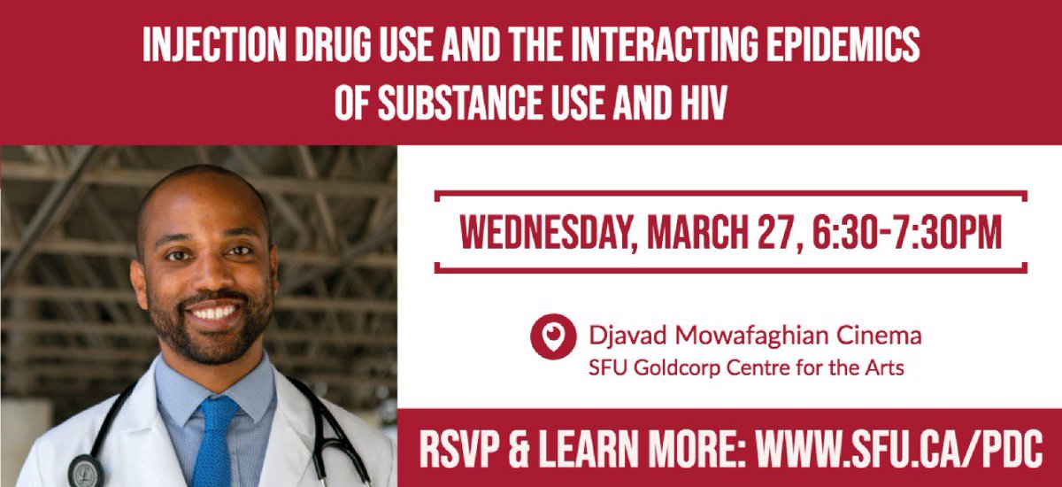 SFUPublicSquare's tweet photo. Amazing work is being done around the world to address the #opioid poisoning crisis. But we need more - come talk to @hanselt on substance use, HIV, and #harmreduction. Free event, with food and art exhibit featuring work from the community. RSVP at: https://t.co/1MJJ3Pt0qN https://t.co/afBoRIQMTN