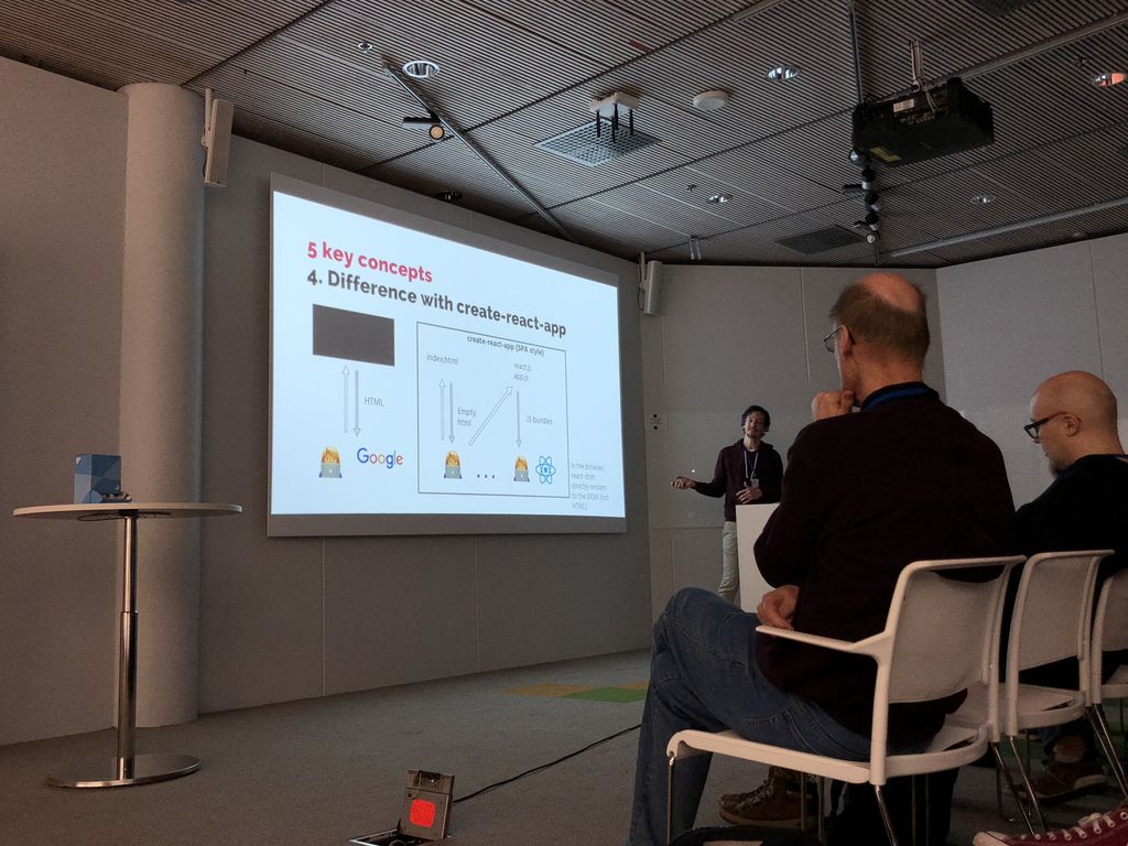 AgileArtem's tweet photo. March session of #HelsinkiJs. #gatsby seems to be a very interesting web compiler, not just a clone of Jekyll. https://t.co/d34nlDny8q