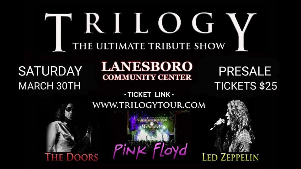 TRILOGYTRIBUTE's tweet photo. Saturday Night - Tributes to The Doors, Led Zeppelin, and Pink Floyd!  @LanesboroMN @Paranoid_Floyd https://t.co/F2ag2asN9I