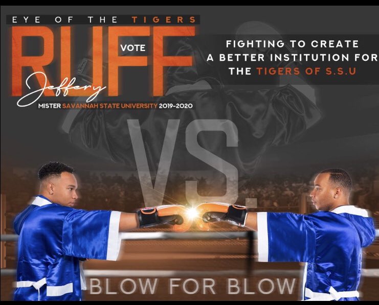 his_baby_girl5's tweet photo. Uppercutting you with TRADITION and INVOLVEMENT 🥊

Jabbing you with GUIDANCE and EXCELLENCE 🥊

Right hooking you with REVIVAL and SATISFACTION 🥊

#EyeOfTheTIGERS 🐯

As Mr. SSU I will ensure that I FIGHT to create a better institution for the tigers of SSU! 

#JR4TheCROWN #SSU https://t.co/bj32eXU6vp