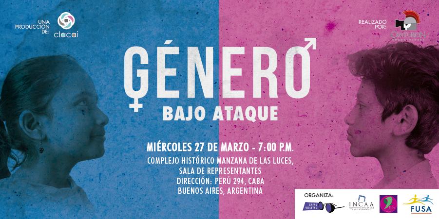 generoeldocu's tweet photo. Miércoles 27/3 a las 19 hs en @manzanaluces se presenta en #BuenosAires el documental 📽️ #GéneroBajoAtaque, una investigación que revela la estrategia coordinada de los grupos antiderechos en #AméricaLatina. RT @Grupofusa https://t.co/G3h2iske5I