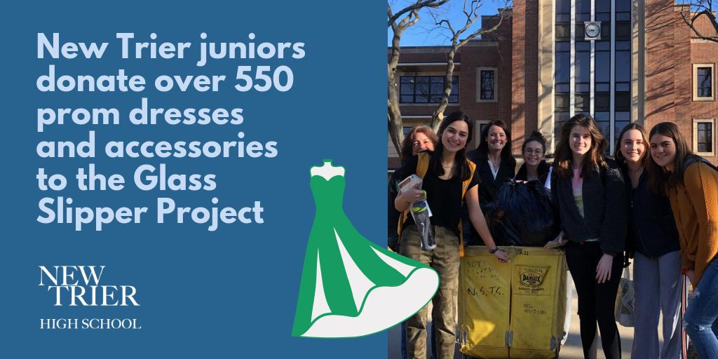 NewTrier203's tweet photo. NT prom planning has begun, but not before junior adviseries donated 442 dresses, 69 pairs of shoes, and 70 accessories to #TheGlassSlipperProject, a non-profit org that donates formal dresses/accessories to students who are unable to purchase prom attire https://t.co/t5Hr3rjtuJ https://t.co/B15zIAqeVX
