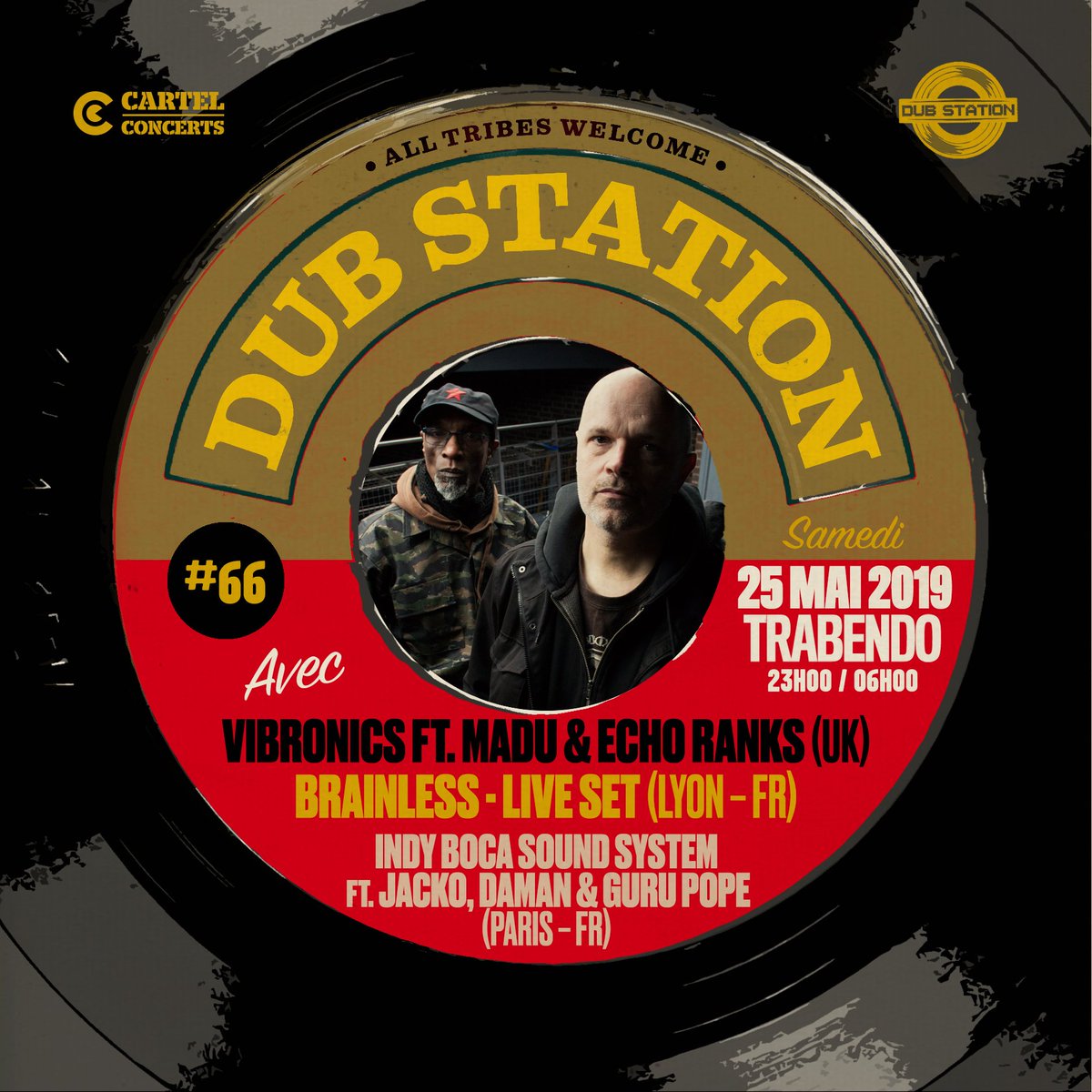 🚨 ANNONCE 🚨
En raison d'un conflit de dates sur le planning d’ABA SHANTI, nous sommes au regret de vous informer qu’il ne pourra pas assurer sa prestation lors de la DUB Station #66, le Samedi 25 Mai prochain.
Il est donc remplacé par Vibronics FT. MADU &amp; ECHO RANKS (UK) !