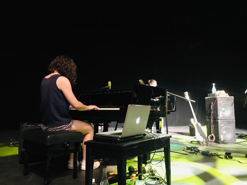 UJArts_Culture's tweet photo. The stage is lit &amp; all instruments are in tune for #TheNewProject's last time in Joburg. In association with @ConcertsSA, pianist @coilaleah &amp; percussionist @DylanTabisher present a national tour of The New Project, an improvised music collaboration with bassist @CarloMombelli. https://t.co/cfpsAcfydt