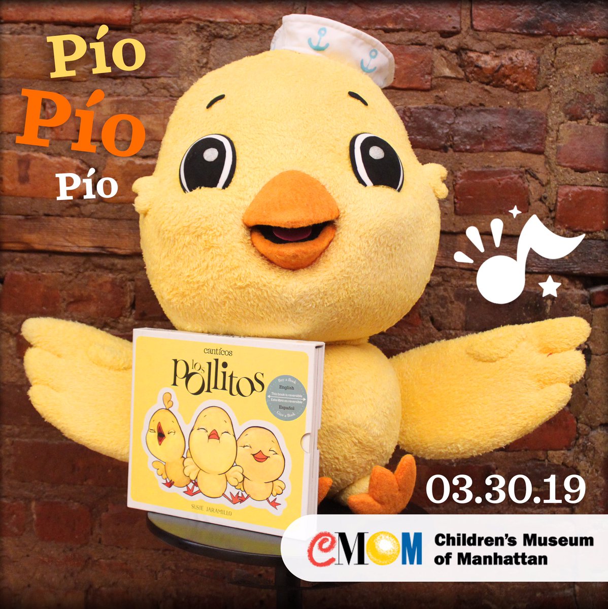 CanticosWorld's tweet photo. NYC friends! Come sing, play, and learn with Canticos creator Susie Jaramillo and her puppet pal Ricky Chickie at the Children’s Museum of Manhattan to celebrate the launch of the Canticos Season 2 videos!  Saturday, March 30 | 2pm  @cmomNYC https://t.co/LWdNV3uEa7
