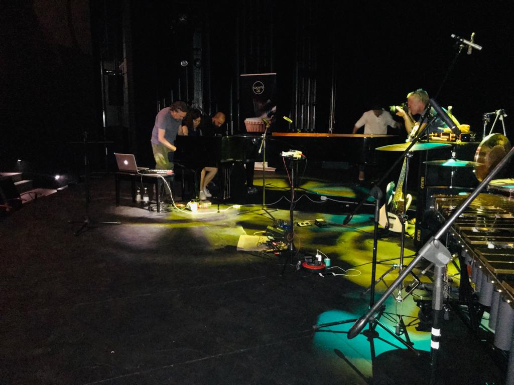 UJArts_Culture's tweet photo. The stage is lit &amp; all instruments are in tune for #TheNewProject's last time in Joburg. In association with @ConcertsSA, pianist @coilaleah &amp; percussionist @DylanTabisher present a national tour of The New Project, an improvised music collaboration with bassist @CarloMombelli. https://t.co/cfpsAcfydt