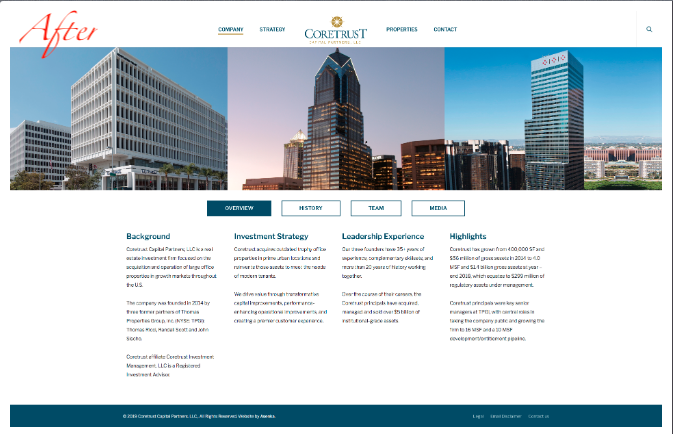 asenka's tweet photo. Asenka was awarded the project to redesign the corporate website for Coretrust Capital Partners. Beautiful properties, years of experience. Please view the new Coretrust Capital Partners site https://t.co/ZGIfqAirn1. 🌇 https://t.co/cAQTcPMqWg