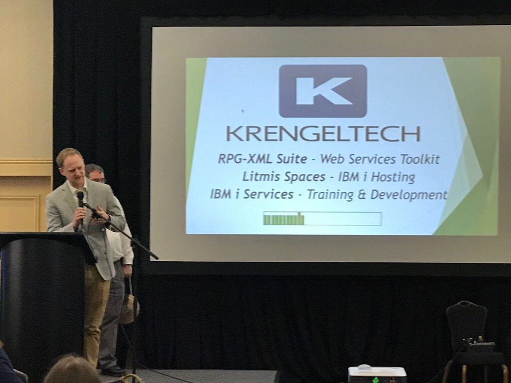 KatoIntegration's tweet photo. Paul performs great under pressure - just three words left at the gong! Stop by the Krengeltech booth to find out what else he has to say! #RPGDB2Summit https://t.co/WnTuiTVSJY