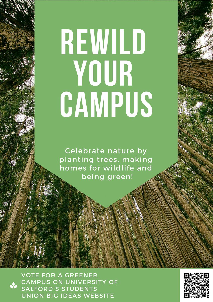 We are about to break the 100 vote mark! We are so grateful for all your support. Please keep sharing and giving the thumbs up to our big idea - let's plant more trees and make Salford green again! #RewildYourCampus salfordstudents.com/thestudentvoic…