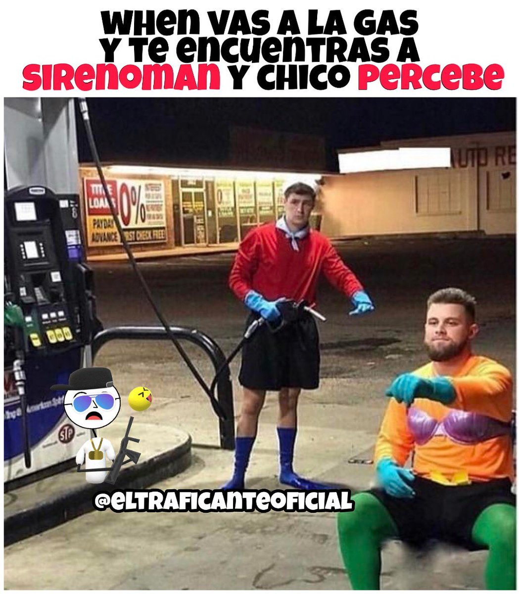 Un hecho insólito pero pasa llega a pasar, puedes encontrarte a sirenoman y chico  percebe en alguna gasolinera y significa que estás high 🥳🤢🥴🚬 #cosplay  #spongebob #bobesponja #sirenoman #chicopercebe #nickelodeon #gasolina #gas  #, image size:1049x1200