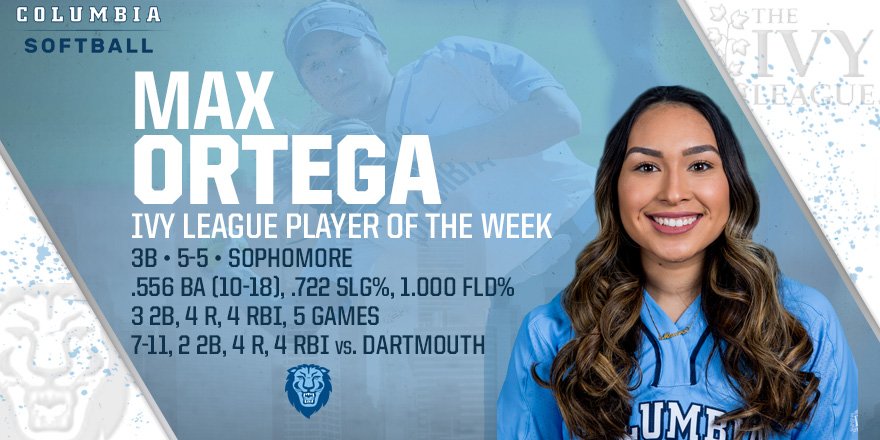 CULionsSoftball's tweet photo. 🏅BACK-TO-BACK 🏅

Max Ortega makes it ✌️ weeks in a row as @IvyLeague Player of the Week.

#RoarLionRoar #Team20 🦁🥎 https://t.co/xJ0NLFCM3X