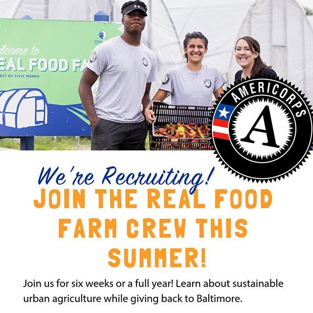 Come join us! We're recruiting #americorps <a href="/nationalservice/">CNCS</a> to come serve with us at Real Food Farm and #getthingsdone for Baltimore! Check out our lists for Summer Programs Assistant, Urban Farmer Assistant, and Assistant Farmer positions. We're also re… ift.tt/2Oqt1nm